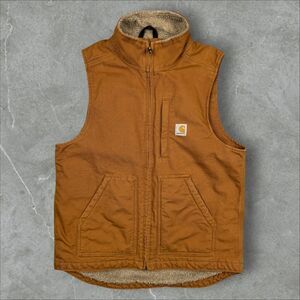 Carhartt Men's Vest 104277 BRN Sherpa Lined Duck Canvas Mock Neck - Small